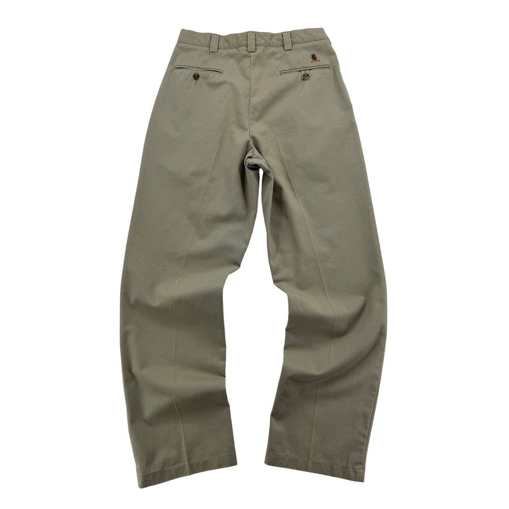 Mens Vintage Tommy Hilfiger Pleated Chino Pants Khaki Tan Straight Leg 32X34 - Picture 2 of 8